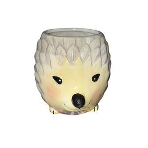 Happy Hedgehog Ceramic Mug With Floral Handle